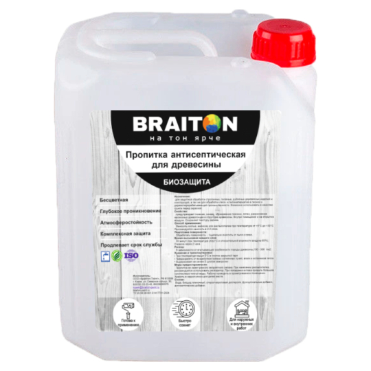 Пропитка антисептическая акриловая BRAITON для древесины биозащита