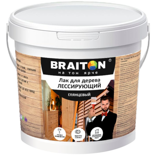 Лак акриловый BRAITON для дерева глянцевый