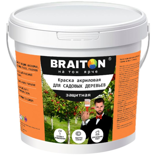Краска ВД фасадная BRAITON для садовых деревьв